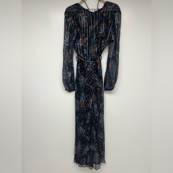 Veronica Beard Kaira metallic printed silk-blend chiffon maxi dress size 10 - Picture 13 of 16